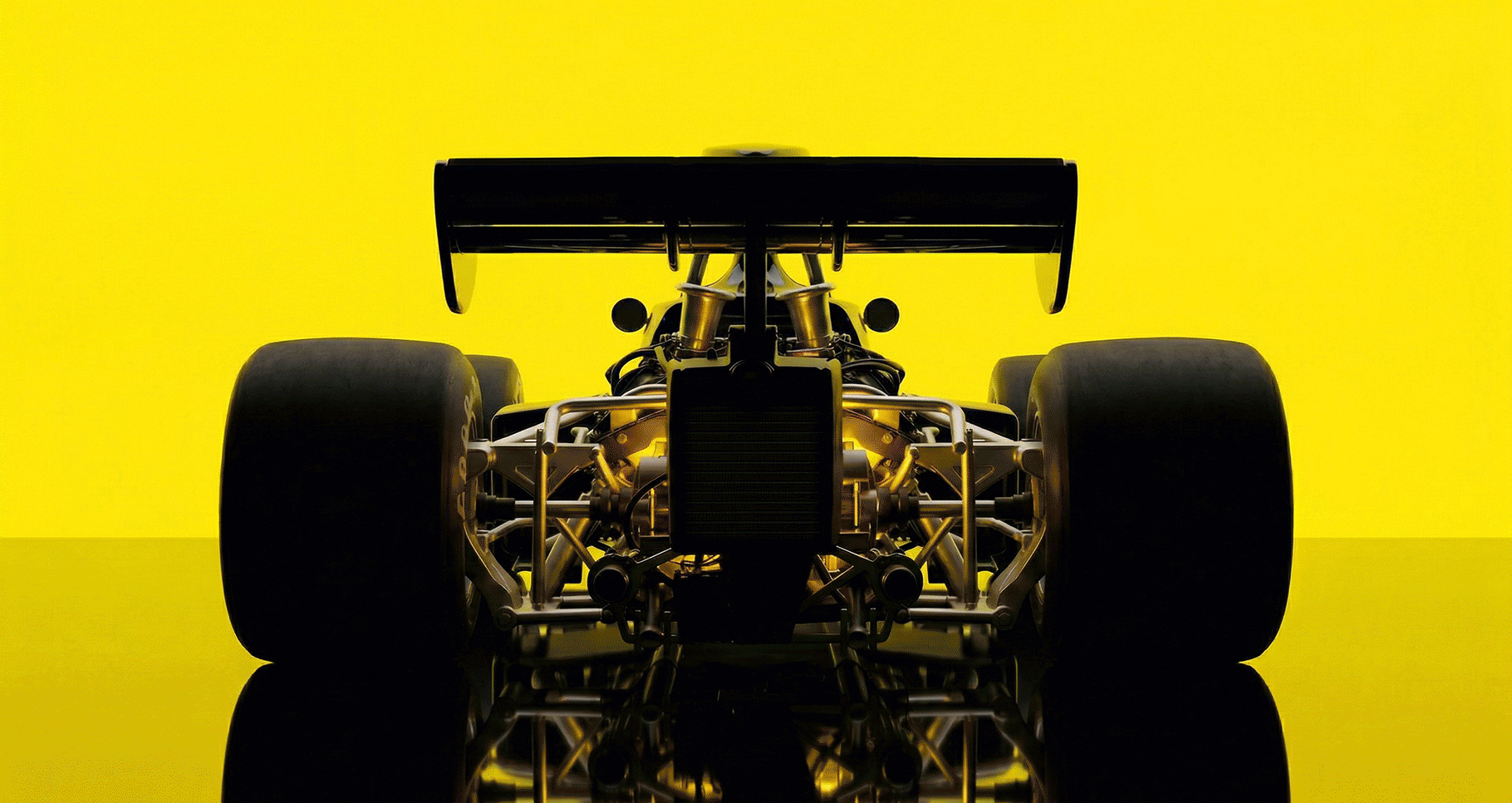 Formula racing car viewed from behind